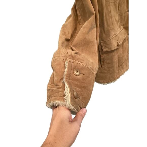 Columbia Womens Suede Penny Lane Jacket Size Medium Chore Coat Faux Fur Country - Picture 6 of 12